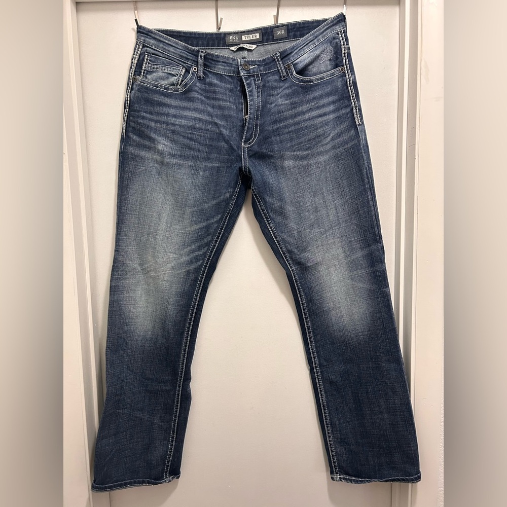 BKE Men's Dark Wash Straight Jeans